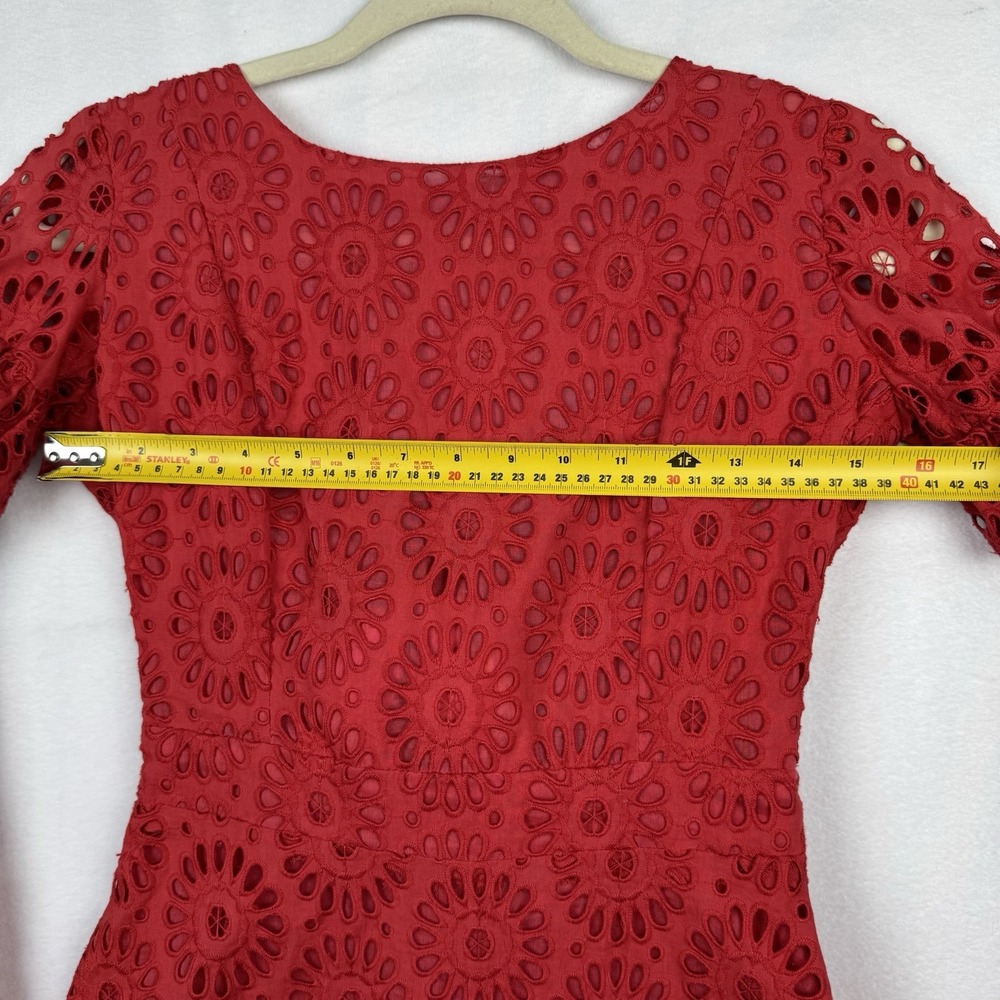 Sundress x revolve Margherita Dress in Red & Multi‎ Pink Floral Lace Bardot XS - Picture 5 of 10